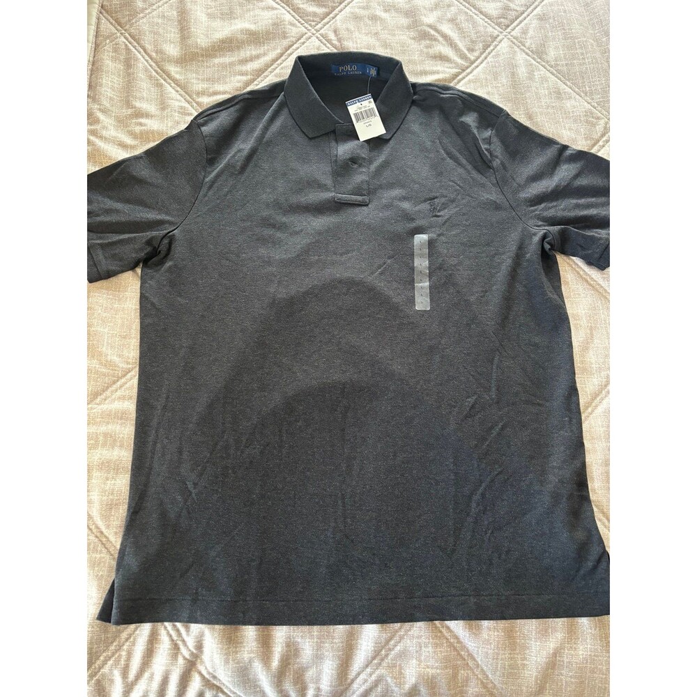 Polo Ralph Lauren: Mens Black T-Shirt with buttoned collar, Size L/G - NWT